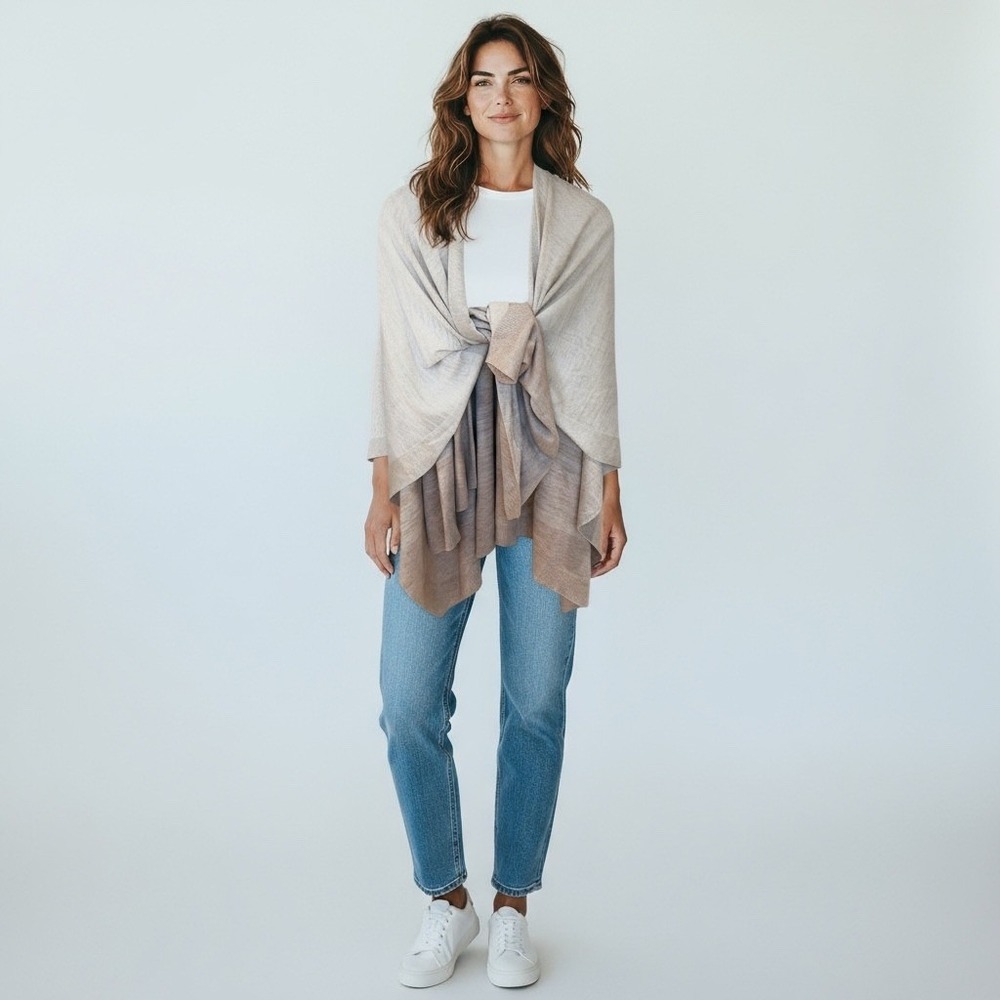 White House Black Market Ombre Poncho Wrap Cardigan Sweater M/L